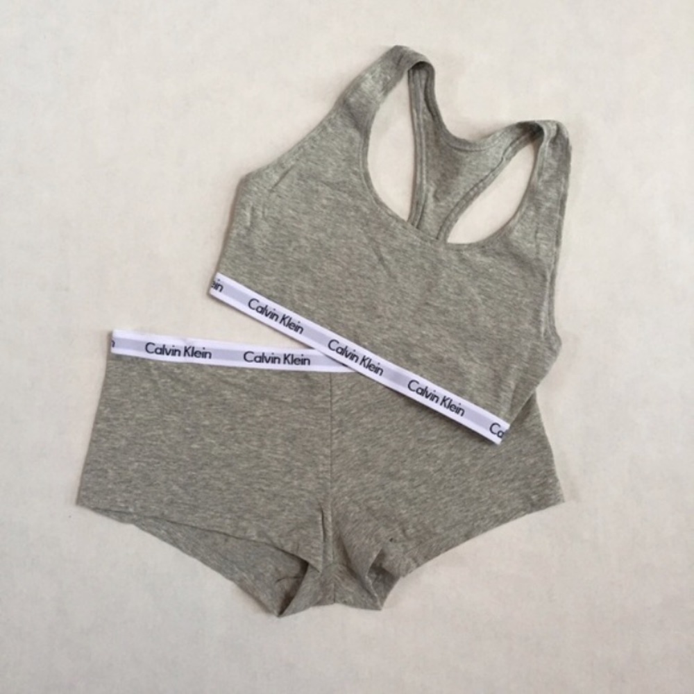 Calvin Klein Grey Bralette and Boyshort Set